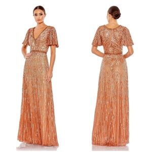 Mac Duggal Shimmering Gold Evening Gown